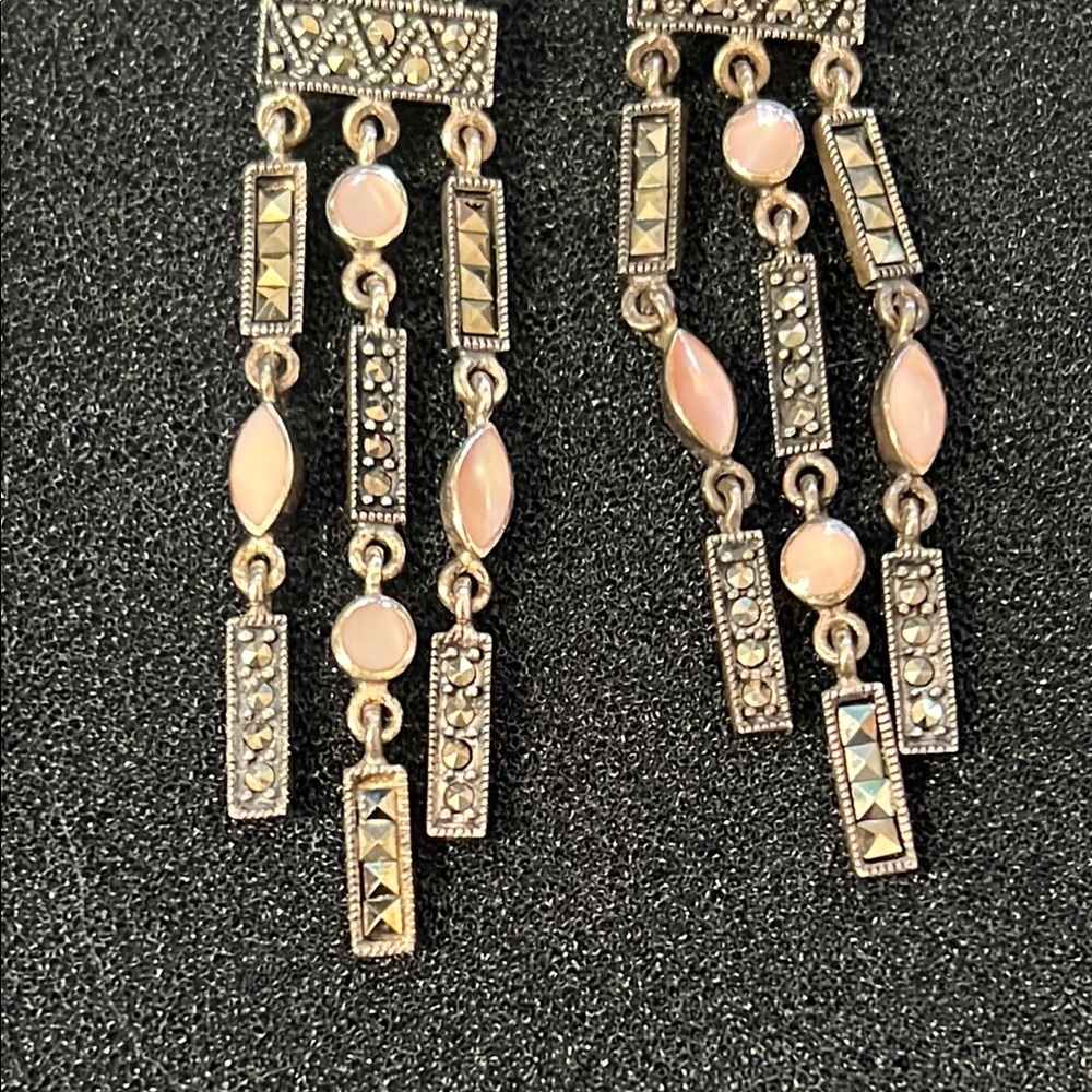 Elegant Silver Dangle Earrings 925 - Picture 2 of 5